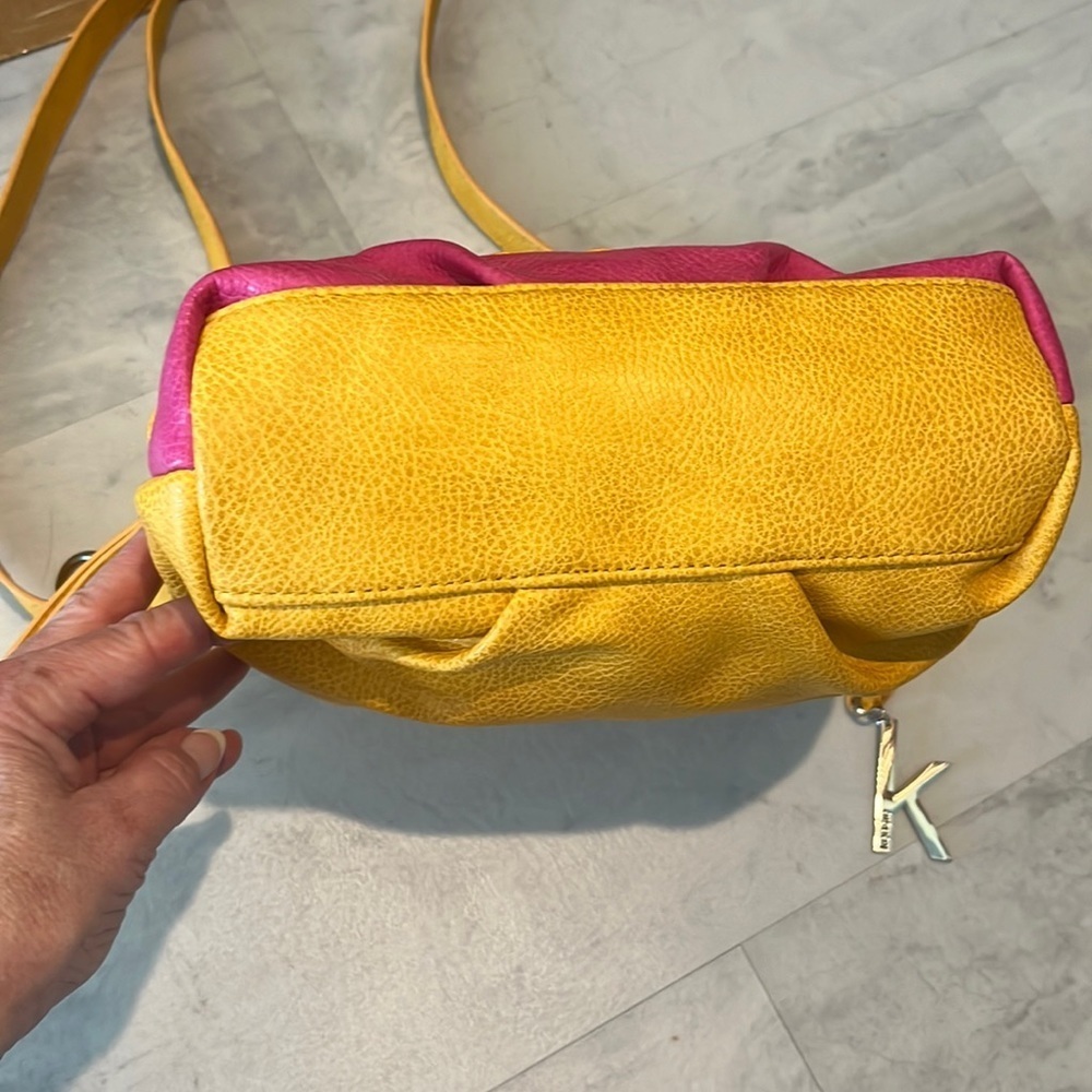 Kenzie  Crossbody or shoulder Bag  Bright pink, orange, goldenrod  10hx 12w x 3d - Picture 16 of 16
